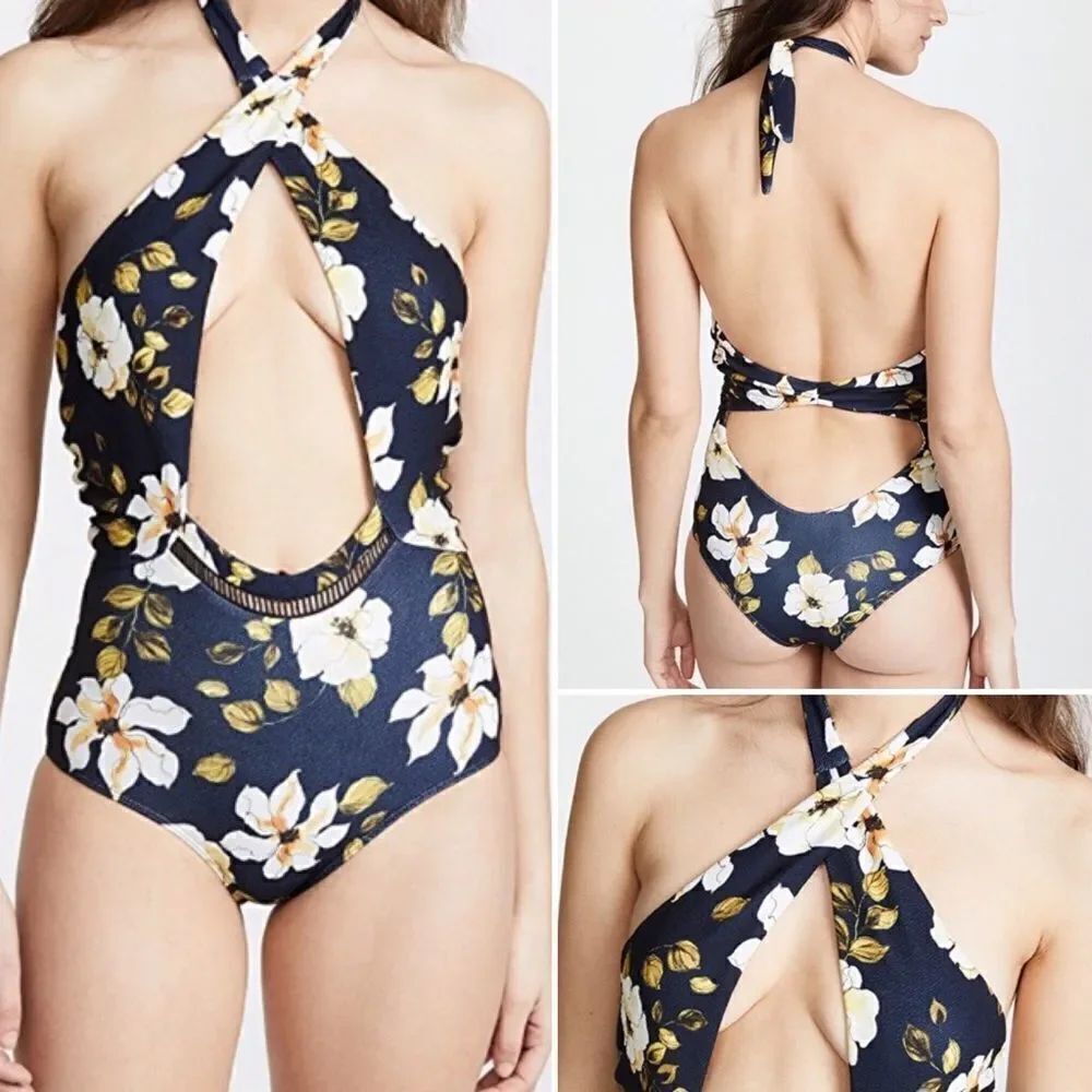 Beach Riot x Stone Cold Fox Paige Floral Print Cut Out Swimsuit Sz XS NWT
